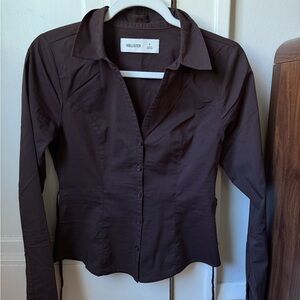 Hollister Dark Brown Women's Button-Down Shirt